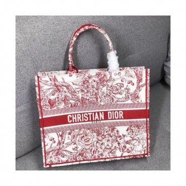 Dior 2019 Women Canvas Book Tote Shopper Bag ,41.5CM - 디올 2019 여성용 캔버스 북 토트 쇼퍼백  DIOB0359,41.5CM,레드