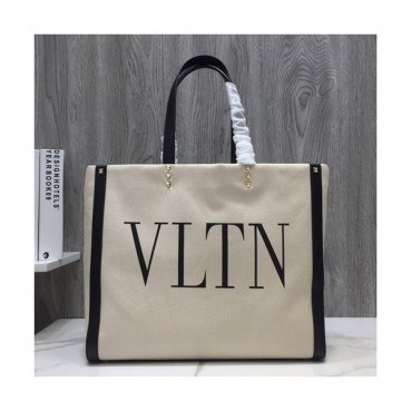 Valentino 2019 Canvas VLTN Tote Shoudler Bag,37CM - 발렌티노 2019 캔버스 VLTN 토트 숄더백, VTB0723,37CM,베이지