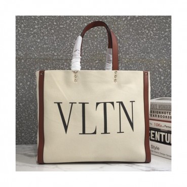 Valentino 2019 Canvas VLTN Tote Shoudler Bag,37CM - 발렌티노 2019 캔버스 VLTN 토트 숄더백, VTB0722,37CM,베이지