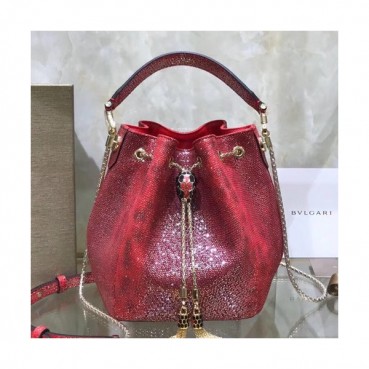Bvlgari 2019 Bucket Tote Shoulder Bag,20CM - 불가리 2019 버킷 토트 숄더백,BVLB0121,20cm,레드