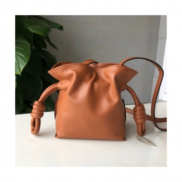 Loewe 2019 Flamenco Knot Mini Tote Shoulder Bag, 17CM - 로에베 2019 플라멩고 노트 미니 토트 숄더백 ,LOEB0085, 17CM, 브라운