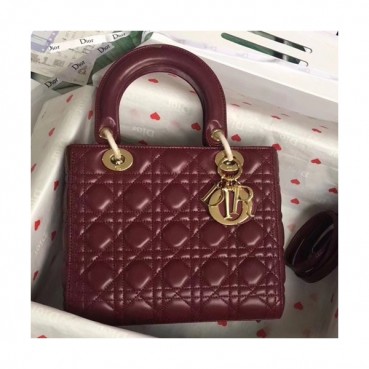 Dior 2019 Lady Dior Tote Shoulder Bag,24CM - 디올 2019 레이디 디올 토트 숄더백 DIOB0348,24CM,와인(금장)