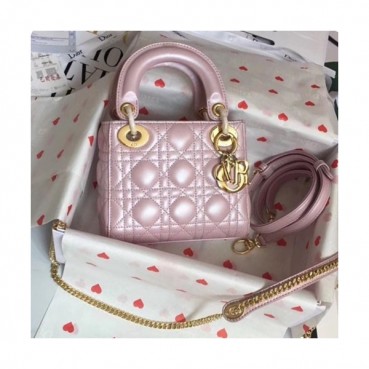Dior 2019 Lady Dior Tote Shoulder Bag,17CM - 디올 2019 레이디 디올 토트 숄더백 DIOB0343,17CM,핑크(금장)