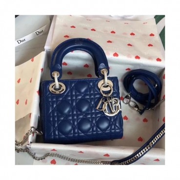 Dior 2019 Lady Dior Tote Shoulder Bag,17CM - 디올 2019 레이디 디올 토트 숄더백 DIOB0342,17CM,블루(은장)