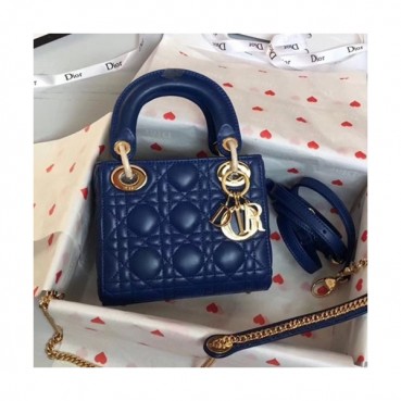 Dior 2019 Lady Dior Tote Shoulder Bag,17CM - 디올 2019 레이디 디올 토트 숄더백 DIOB0341,17CM,블루(금장)