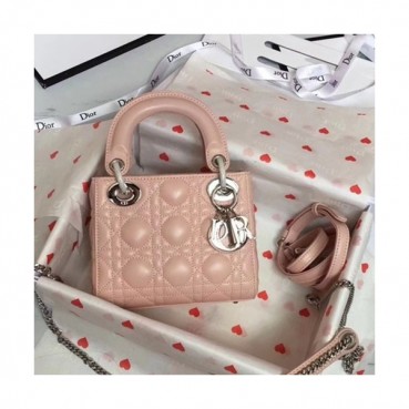 Dior 2019 Lady Dior Tote Shoulder Bag,17CM - 디올 2019 레이디 디올 토트 숄더백 DIOB0340,17CM,인디핑크(은장)