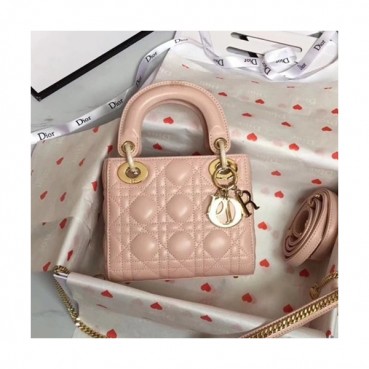 Dior 2019 Lady Dior Tote Shoulder Bag,17CM - 디올 2019 레이디 디올 토트 숄더백 DIOB0339,17CM,인디핑크(금장)