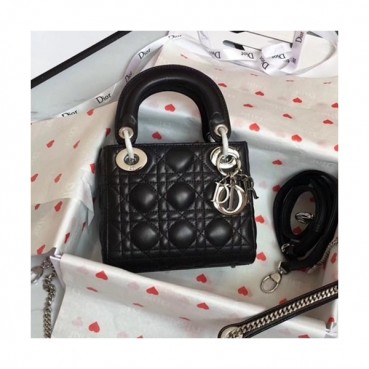 Dior 2019 Lady Dior Tote Shoulder Bag,17CM - 디올 2019 레이디 디올 토트 숄더백 DIOB0338,17CM,블랙(은장)