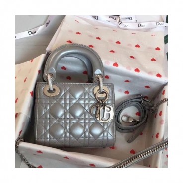 Dior 2019 Lady Dior Tote Shoulder Bag,17CM - 디올 2019 레이디 디올 토트 숄더백 DIOB0336,17CM,실버(은장)