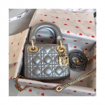 Dior 2019 Lady Dior Tote Shoulder Bag,17CM - 디올 2019 레이디 디올 토트 숄더백 DIOB0335,17CM,실버(금장)