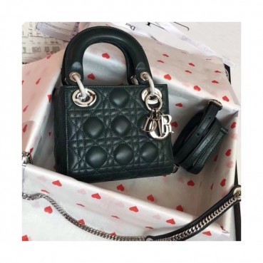 Dior 2019 Lady Dior Tote Shoulder Bag,17CM - 디올 2019 레이디 디올 토트 숄더백 DIOB0334,17CM,다크그린(은장)
