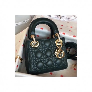 Dior 2019 Lady Dior Tote Shoulder Bag,17CM - 디올 2019 레이디 디올 토트 숄더백 DIOB0333,17CM,다크그린(금장)
