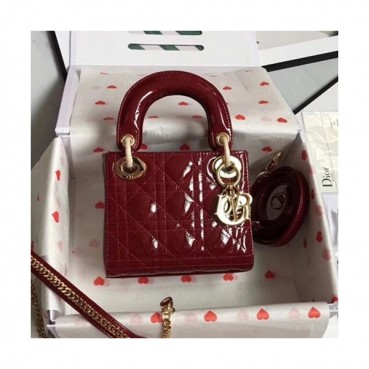 Dior 2019 Lady Dior Tote Shoulder Bag,17CM - 디올 2019 레이디 디올 토트 숄더백 DIOB0325,17CM,와인(금장)