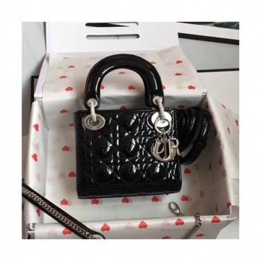Dior 2019 Lady Dior Tote Shoulder Bag,17CM - 디올 2019 레이디 디올 토트 숄더백 DIOB0324,17CM,블랙(은장)