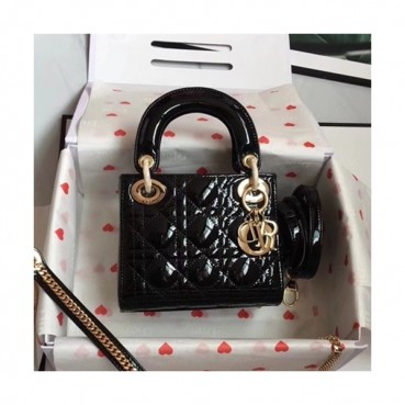 Dior 2019 Lady Dior Tote Shoulder Bag,17CM - 디올 2019 레이디 디올 토트 숄더백 DIOB0323,17CM,블랙(금장)