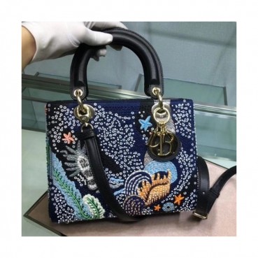 Dior 2019 Lady Dior Tote Shoulder Bag,24CM - 디올 2019 레이디 디올 토트 숄더백 DIOB0320,24CM,블루(금장)