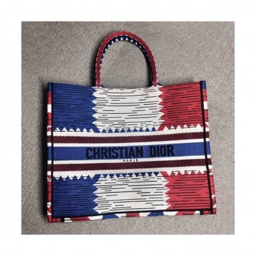 Dior 2019 Women Canvas Book Tote Shopper Bag ,41.5CM - 디올 2019 여성용 캔버스 북 토트 쇼퍼백  DIOB0315,41.5CM,블루