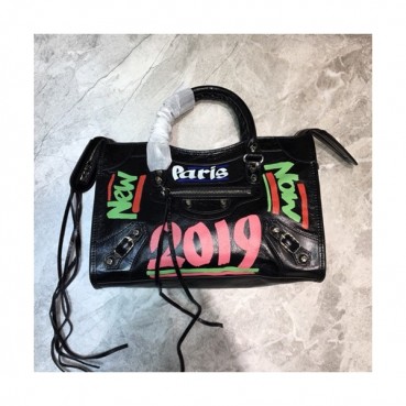 Balenciaga 2019 Graffiti Classic City Leather Medium Tote Shoulder Bag,30CM - 발렌시아가 2019 그래피티 클래식 시티 레더 미듐 토트 숄더백,BGB0334,30CM,블랙