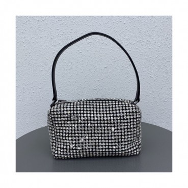 Alexander Wang 2019 Cubic & Leather Tote Shoulder Bag,17cm - 알렉산더왕 2019 큐빅 & 레더 토트 숄더백 AWB0004,17cm,블랙(화이트큐빅)
