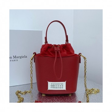 Maison Margiela 2019 Leather Bucket Chain Tote Shoulder Bag,23cm - 메종 마르지엘라 2019 레더 버킷 체인 토트 숄더백,MMB0012,23cm,레드