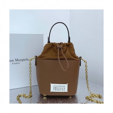 Maison Margiela 2019 Leather Bucket Chain Tote Shoulder Bag,23cm - 메종 마르지엘라 2019 레더 버킷 체인 토트 숄더백,MMB0011,23cm,브라운