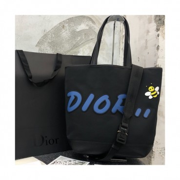 Dior x Kaws 2019 Canvas & Leather Tote Shopper Bag ,44CM - 디올 x 카우스 2019 남여공용 캔버스 & 레더 토트 쇼퍼백  DIOB0294,44CM,블랙(블루)