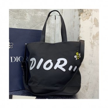 Dior x Kaws 2019 Canvas & Leather Tote Shopper Bag ,44CM - 디올 x 카우스 2019 남여공용 캔버스 & 레더 토트 쇼퍼백  DIOB0293,44CM,블랙(화이트)