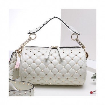 Valentino 2019 Leather Rockstud Tote Shoudler Bag,22CM - 발렌티노 2019 레더 락스터드 토트 숄더백,VTB0682,22CM,화이트