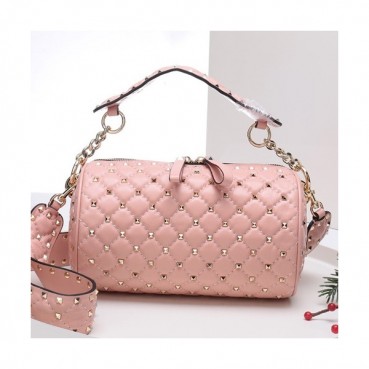 Valentino 2019 Leather Rockstud Tote Shoudler Bag,22CM - 발렌티노 2019 레더 락스터드 토트 숄더백,VTB0680,22CM,연핑크