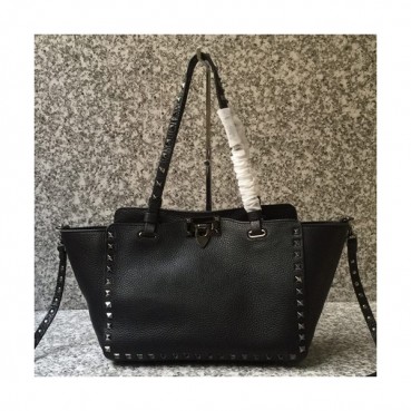 Valentino 2019 Leather Tote Shoulder Shopper Bag,26CM - 발렌티노 2019 레더 토트 숄더 쇼퍼백,VTB0676,26CM,블랙