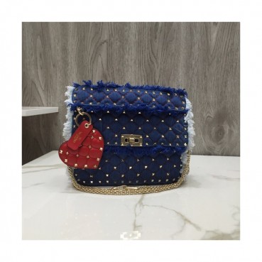 Valentino 2019 Denim Tote Shoulder Bag,24CM - 발렌티노 2019 데님 토트 숄더백,VTB0668,24CM,블루