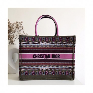 Dior 2019 Women Canvas Book Tote Shopper Bag ,41.5CM - 디올 2019 여성용 캔버스 북 토트 쇼퍼백  DIOB0287,41.5CM,핑크+카키