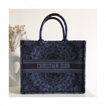 Dior 2019 Women Canvas Book Tote Shopper Bag ,41.5CM - 디올 2019 여성용 캔버스 북 토트 쇼퍼백  DIOB0286,41.5CM,네이비
