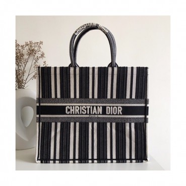 Dior 2019 Women Canvas Book Tote Shopper Bag ,41.5CM - 디올 2019 여성용 캔버스 북 토트 쇼퍼백  DIOB0285,41.5CM,블랙