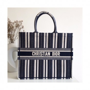 Dior 2019 Women Canvas Book Tote Shopper Bag ,41.5CM - 디올 2019 여성용 캔버스 북 토트 쇼퍼백  DIOB0284,41.5CM,네이비