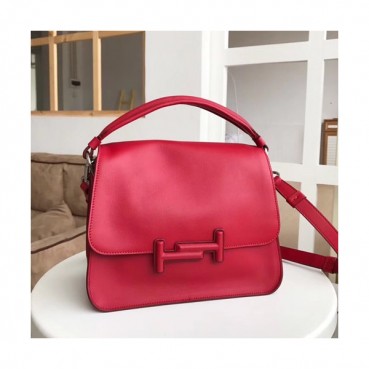 Tod's 2019 Double T Leather Tote Shoulder Bag,25cm - 토즈 2019 더블 티 레더 토트 숄더백,TODB0005,25cm,레드