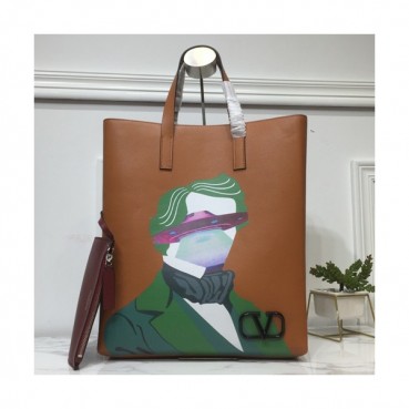 Valentino 2019 Garavani V-ring Leather Tote Shopper Bag,40CM 