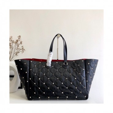 Valentino 2019 Leather Garavani Boomstud Tote Shoudler Shopper Bag,40CM - 발렌티노 2019 레더 가라바니 봄스터드 토트 숄더 쇼퍼백,VTB0613,40CM,블랙