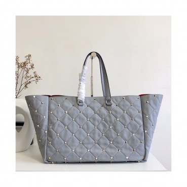Valentino 2019 Leather Garavani Boomstud Tote Shoudler Shopper Bag,40CM - 발렌티노 2019 레더 가라바니 봄스터드 토트 숄더 쇼퍼백,VTB0612,40CM,연블루그레이