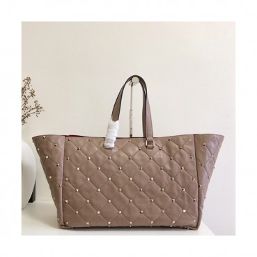 Valentino 2019 Leather Garavani Boomstud Tote Shoudler Shopper Bag,40CM - 발렌티노 2019 레더 가라바니 봄스터드 토트 숄더 쇼퍼백,VTB0611,40CM,베이지핑크