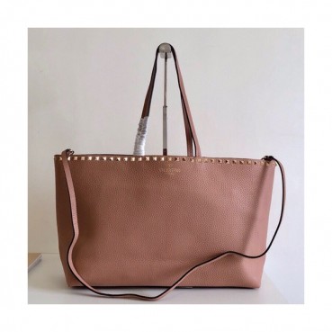Valentino 2019 Leather Garavani Rockstud Tote Shoudler Shopper Bag,48CM - 발렌티노 2019 레더 가라바니 락스터드 토트 숄더 쇼퍼백,VTB0610,48CM,베이지핑크