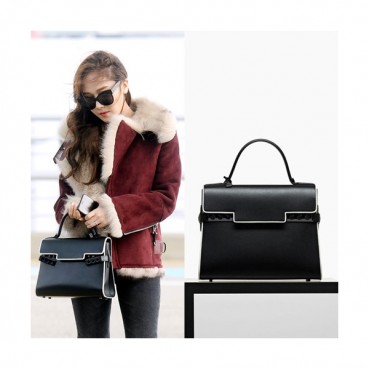 Delvaux 2019 Tempete Leather Tote Shoulder Bag,28CM - 델보 2019 톰페트 레더 토트 숄더백,DVB0298.28CM,블랙 
