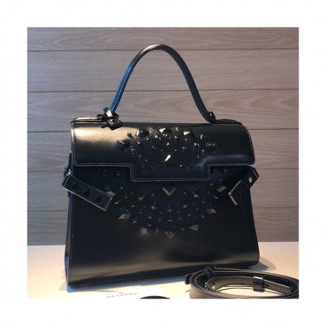 Delvaux 2019 Tempete Leather Tote Shoulder Bag,28CM - 델보 2019 톰페트 레더 토트 숄더백,DVB0297.28CM,블랙