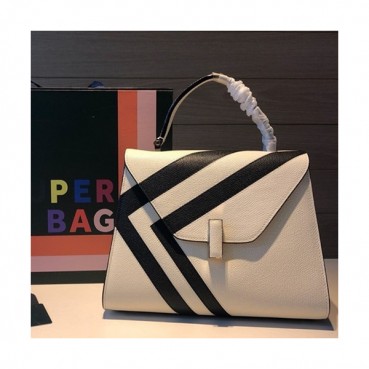 Valextra 2019 Epsom Leather Tote Shoulder Bag,26CM - 발렉스트라 2019 엡송 레더 토트 숄더백,VALB0026,26CM,화이트+블랙