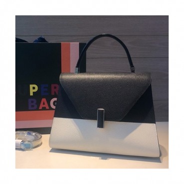 Valextra 2019 Epsom Leather Tote Shoulder Bag,26CM - 발렉스트라 2019 엡송 레더 토트 숄더백,VALB0022,26CM,블랙+화이트