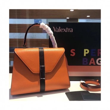 Valextra 2019 Epsom Leather Tote Shoulder Bag,22CM - 발렉스트라 2019 엡송 레더 토트 숄더백,VALB0013,22CM,오렌지+블랙