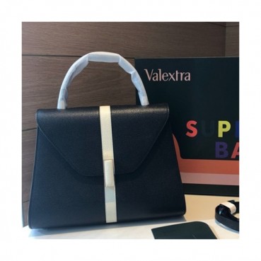 Valextra 2019 Epsom Leather Tote Shoulder Bag,26CM - 발렉스트라 2019 엡송 레더 토트 숄더백,VALB0012,26CM,블랙+화이트
