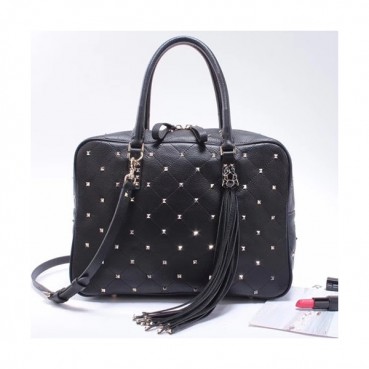 Valentino 2019 Leather Tote Shoudler Shopper Bag,33CM - 발렌티노 2019 레더 여성용 토트 숄더 쇼퍼백, VTB0580,33CM,블랙