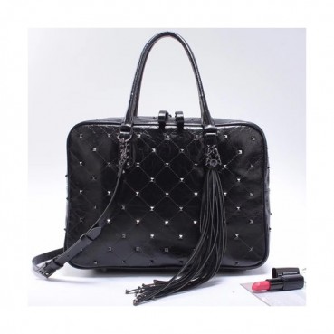 Valentino 2019 Leather Tote Shoudler Shopper Bag,33CM - 발렌티노 2019 레더 여성용 토트 숄더 쇼퍼백, VTB0579,33CM,블랙