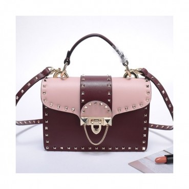 Valentino 2019  Leather Tote Shoudler Cross Bag,24CM - 발렌티노 2019 레더 토트 숄더 크로스백,VTB0577,24CM,와인+핑크